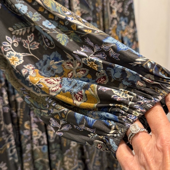 Free People Blue and White Mini Sundress with Bishop Sleeves - Picture 7 of 10